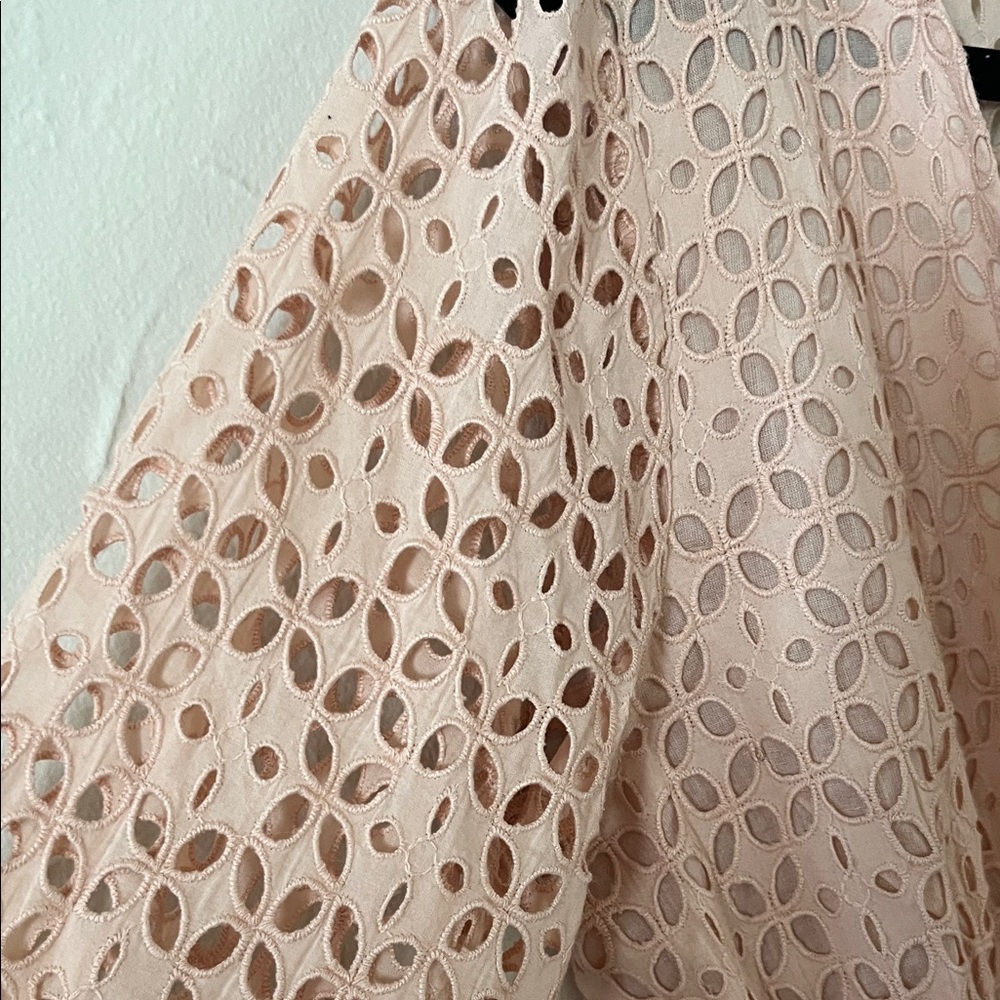 Eyelet Blush Lace Tie-Front Top Cover Up Cardigan - Picture 4 of 9